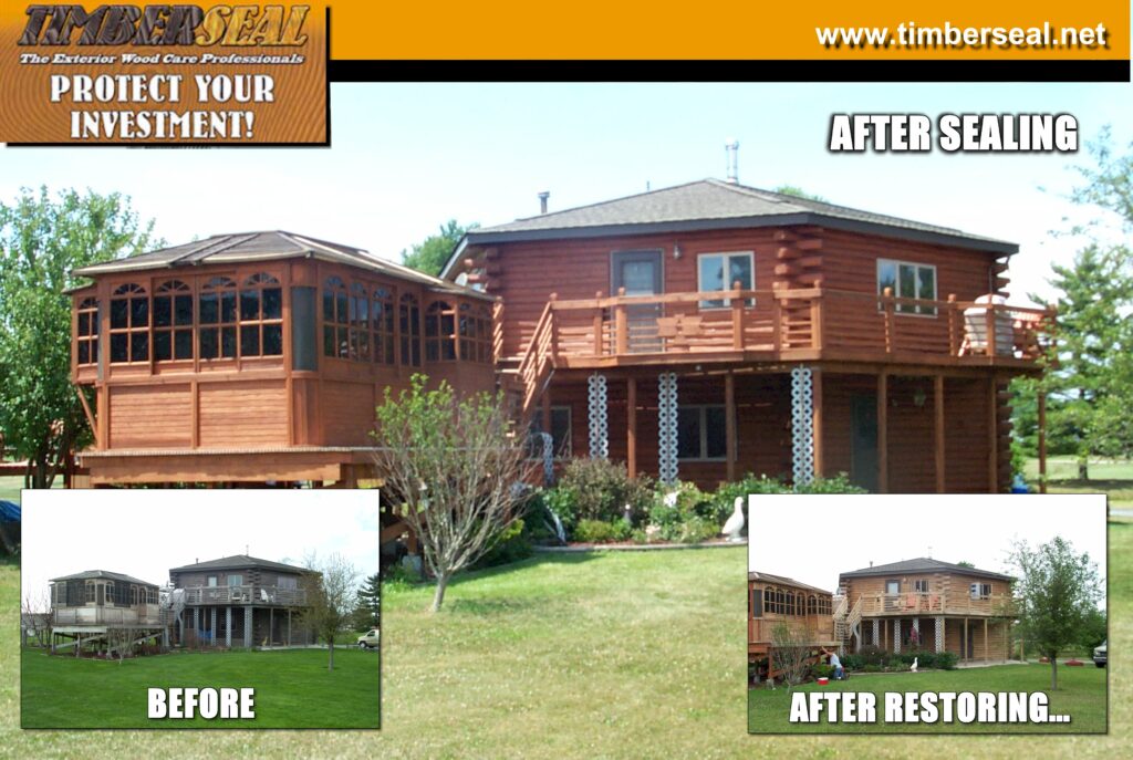 timberseal pro-uv oil finish colors, log home before during and after