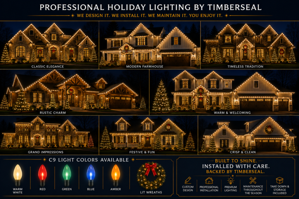 Northwest Indiana Holiday Lighting Installation by TimberSeal Inc